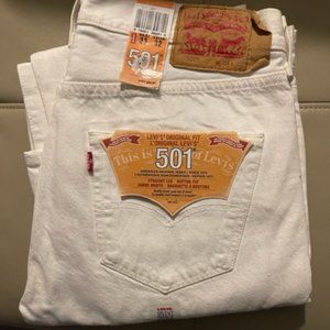 New with Tags Levi's White 501 Button Fly Jeans - Size 33/32
